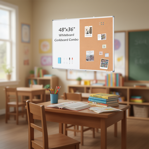 Tableau blanc et tableau en liège combinés, cadre en aluminium 48x36, magnétique, pour la maison et l'école - Product Image 2