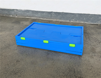 Caisse de rangement en plastique pliable bleu-gris 600x400x410mm de l'usine chinoise, bacs de transport empilables, caisses logistiques personnalisables