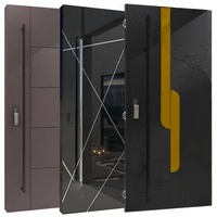 Porte d'entrée principale de villa moderne 2025 avec système pivotant de haute qualité, verre de sécurité et serrure intelligente pour entrée résidentielle
