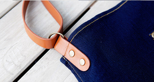Denim delantal con correa <span class=keywords><strong>de</strong></span> cuero <span class=keywords><strong>de</strong></span> vaca Barista café Chef barbacoa ropa <span class=keywords><strong>de</strong></span> trabajo - Product Image 5