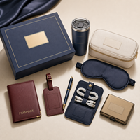 Kit de Regalo Ejecutivo Personalizado para Viajes con Porta Pasaportes, Etiqueta para Equipaje, Bolsa para Termo, Antifaz para Dormir, para Programas de Viaje de Clientes VIP