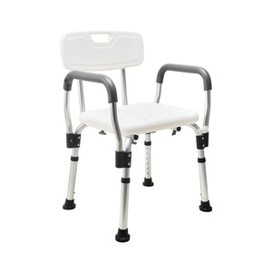 Chaise de douche avec accoudoirs réglables en hauteur sur 6 niveaux, dossier et accoudoirs amovibles pour personnes âgées et femmes enceintes - Product Image 3