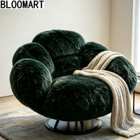 Fauteuil d'appoint en forme de patte d'ours, non pivotant, en fausse fourrure, fauteuil lounge moelleux, canapé simple rembourré