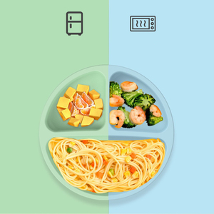 <span class=keywords><strong>Assiette</strong></span> divisée en silicone pour enfants avec couvercle, sans BPA, personnalisée en usine, pour l'alimentation des bébés et des tout-petits, avec compartiments collants et ventouse - Product Image 1