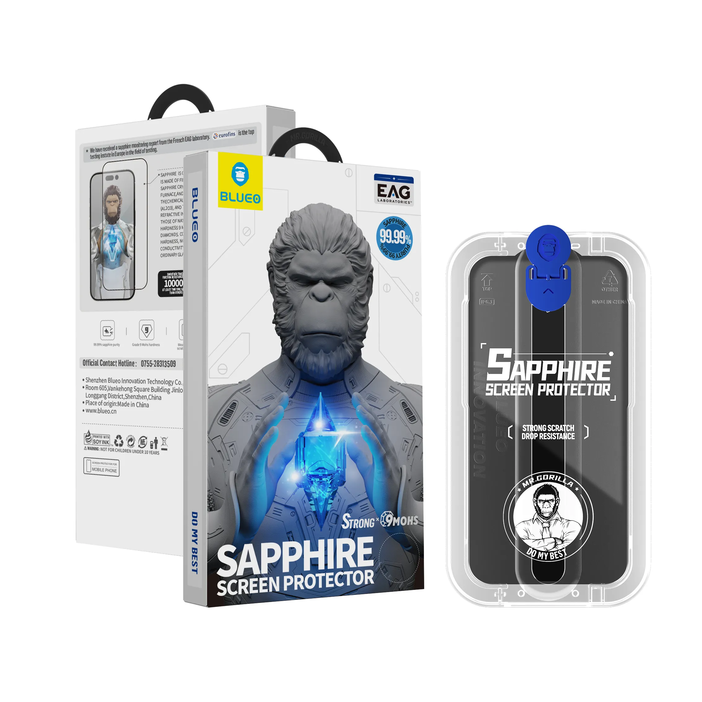 Màn Hình Kính Sapphire Chống Nổ Chống Trầy Xước Chất Lượng Cao Blueo Kèm Khay Lắp Đặt Cho iPhone 14 Pro Max