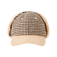 Topi Baseball Snapback Berstruktur Mewah Topi Penutup Telinga Tebal Hangat Musim Dingin untuk Anak-anak