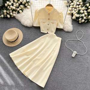 Conjuntos de Mujer para Verano, Tops de Manga Corta Lisos, Conjunto de Falda Elegante, Ropa al por Mayor - Product Image 2