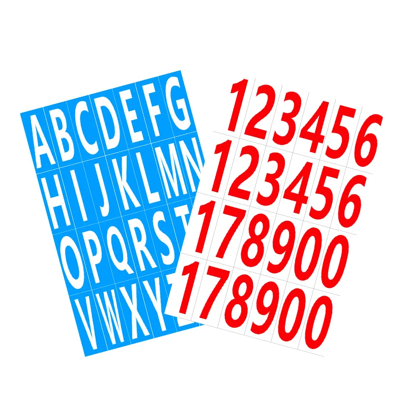 HTX 10 adet su geçirmez renk büyük numarası yapışkan etiket kağıt giyim boyutu kodu ve dijital okul kaynağı numarası Sticker