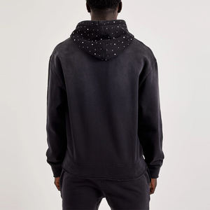 Survêtement Homme Personnalisé OEM Couleur Unie avec Strass, Style Décontracté Streetwear, Vêtement d'Hiver à Capuche Respirant et Séchage Rapide - Product Image 3