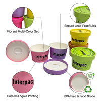 Gobelet à glace Interpac Gelato 4oz 8oz, écologique, à paroi simple, en papier enduit de PE avec couvercle, emballage pour biscuits, sucre, desserts de fête