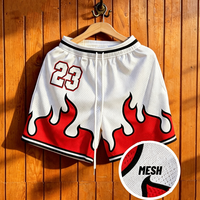 Shorts de sport athlétiques personnalisés pour hommes, style rétro, à rayures sur le bas, avec cordon de serrage, imprimé graphique numéroté, en maille polyester, pour le basketball