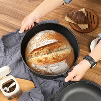 Juego de 6 piezas de ollas holandesas de hierro fundido con tapa, kit para hornear pan, precurado, reutilizable, ecológico, apto para congelador, compatible con todo tipo de utensilios.