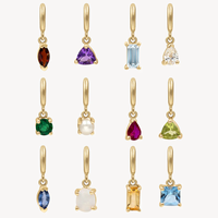 Collier avec pendentifs personnalisés en acier inoxydable plaqué or PVD 18 carats et breloques colorées en pierres de naissance pour la fabrication de bijoux, vente en gros