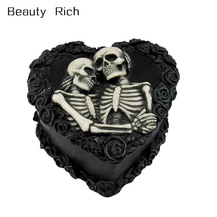 Gothic Skeleton Lovers Keepsake Jewelry Trinket Stash Box