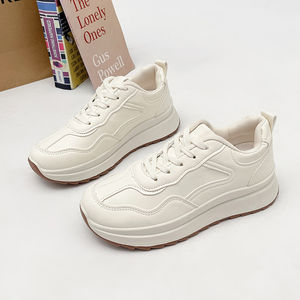 <span class=keywords><strong>Zapatillas</strong></span> Deportivas Blancas Retro para Mujer, Punta Puntiaguda, Plataforma de Suela Gruesa, Zapatos Casuales para Caminar - Product Image 4