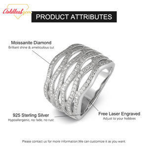 แหวนทองคำเปลวประดับเพชรโมอิสซาไนต์ทรงกลมขนาด 1 มม. 2 มม. 3 มม. เงินแท้ S925 คุณภาพ D VVS ขายดี - Product Image 4