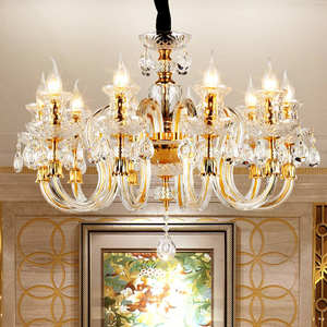 Lustres Offre Spéciale Design européen Salon Plafond Luxe Or Cristal Bougies Pendentif Éclairage - Product Image 2