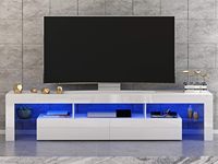 Meuble TV moderne en bois brillant avec éclairage LED, console de salon et centre de divertissement