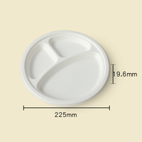 Boîte à lunch jetable biodégradable Récipient alimentaire Assiette en papier jetable 9 pouces Assiettes à 3 compartiments