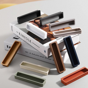 PET Skin-Feel Modern Customized Color Slotted Embedded Cabinet Door Drawer Handles Easy Installation for Kitchen Living Room - Product Image 1