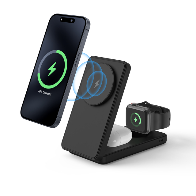 Qi2 Certified 3in1 Fast 15W Magnetic Wireless Charger Foldable 10000mAh Power Bank for iPhone