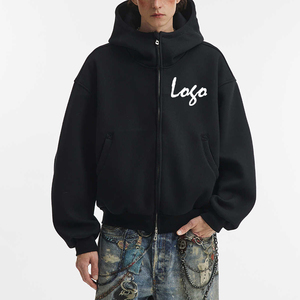 Heavyweight Cardigan Boxy Men's Hoodie Sweatshirt Puff Technique Winter Streetwear Cotton Short Style <b>Zip</b> <b>up</b> Hoodie <b>Jacket</b> - Product Image 3
