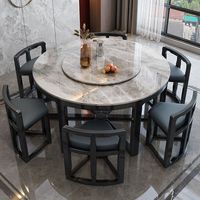Ensemble de table et chaises de salle à manger en bois massif avec plateau en marbre rond, design moderne et luxueux, 6 à 8 places, meubles de salle à manger et de cuisine, designs gain de place