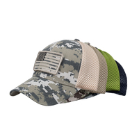 Casquette de baseball en camouflage à 6 panneaux avec logo brodé personnalisé pour hommes, de haute qualité, en gros, casquette de camionneur à fermeture à pression en maille