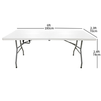 Table pliante portable moderne pour l'extérieur, rectangulaire, en plastique blanc, facile à transporter, pour banquets, traiteur, barbecue, hôtel, entrée, chambre