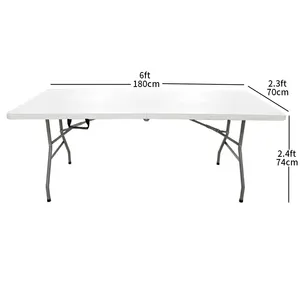 Plastic Table Outdoor Portable Outdoor Garden Furniture White Rectangular Plastic Foldable Banquet Catering Bbq Camping Picnic Folding Table