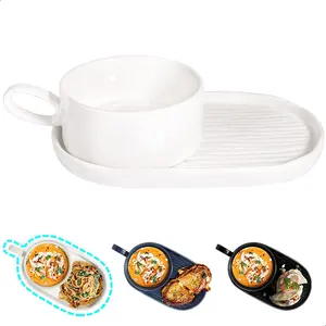 Wholesale Ceramic 16OZ Soup Bowl Mug and Oval Bread Sandwich Plate