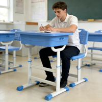 Table d'étude réglable avec rangement et chaise pour enfants, ensemble idéal pour les élèves du primaire, hauteur ajustable, personnalisation prise en charge