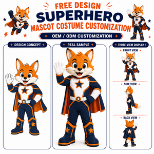 Costume de <span class=keywords><strong>Mascotte</strong></span> de Noël Personnalisé Super-héros <span class=keywords><strong>Renard</strong></span>, Costume de Personnage Animal en Peluche pour Adulte, Fabricant OEM ODM, Logo Personnalisé, Événement Scolaire - Product Image 1