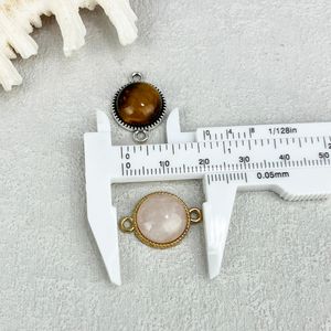 金メッキDIYクラシックスタイルジュエリー作りアクセサリー天然石ローズ石英ラブラドライトペンダントネックレスブレスレットコネクタ - Product Image 5