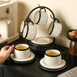 Juego de Tazas de Café de Cerámica con Diseño de Mimbre, de Alta Gama, Exquisito, para Regalo de Boda o Fiesta, Diseño de Dibujos Animados, Capacidad de 420 ml, Apto para Microondas y Lavavajillas - Product Image 3