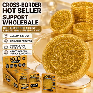 Pièce de Monnaie Porte-Bonheur <span class=keywords><strong>en</strong></span> <span class=keywords><strong>Or</strong></span> TPR Squishy Scintillant Symbole <span class=keywords><strong>Dollar</strong></span> Jouet à Presser à Rebond Lent Anti-Stress Fidget Fortune Sensoriel de Bureau TONGXIN - Product Image 2