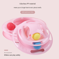 Jouet de puzzle rotatif de luxe pour chat à 3 niveaux, écologique, avec pistes à roulettes en plastique et balles pour l'exercice mental