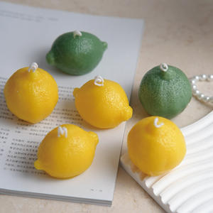 <span class=keywords><strong>Bougie</strong></span> unique en cire de paraffine en forme de citron, faite à la main, mignonne, pour les souvenirs de fête d'anniversaire des enfants, cadeau, décoration artistique de fruits - Product Image 5