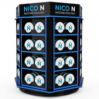 Présentoir rotatif personnalisé en acrylique pour sachets de nicotine, idéal pour les unités de snus et la vente de sachets de nicotine en magasin de tabac
