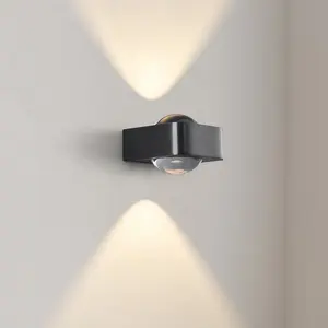 Brushed Black Stainless Steel Up and Down LED Wall Light Indoor Nordic Modern Home Hotel Bedside Wall Mounted Reading Lamp