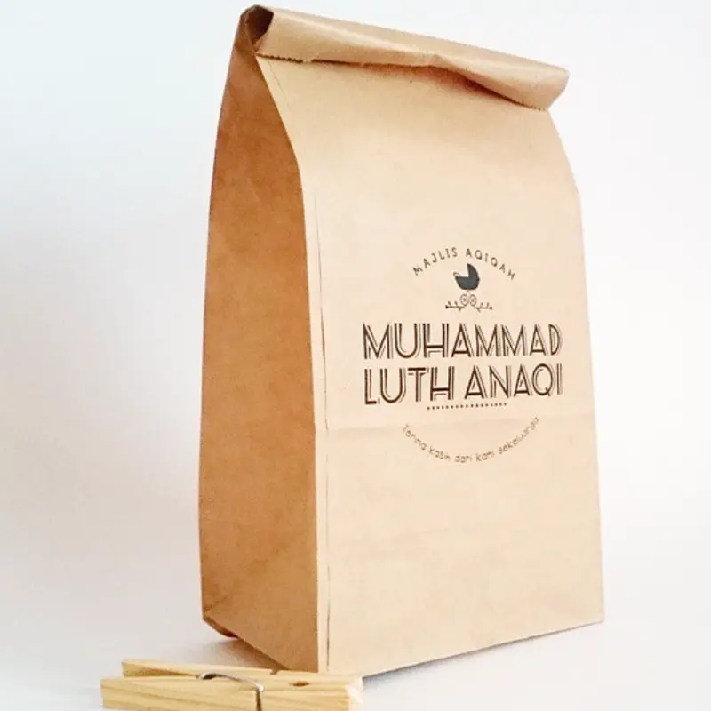 Embalaje de alimentos personalizado, bolsas de papel Kraft marrón, sin mango, 18x11x32cm, n. ° 12