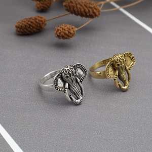 Bague élégante bohème en laiton avec motif d'éléphant pour hommes et femmes, bijoux animaliers en argent doré, meilleure idée cadeau - Product Image 5