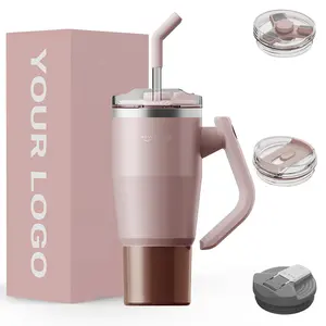 New Patent Custom 32oz 40oz Tumbler With Handle Lids And Straws Stainless Steel Double Wall Vacuum Metal Cups Travel Mug