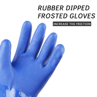 Longs gants bleus industriels rouges de poignet de Knit de PVC de PVC de couplage de polyester pour le travail