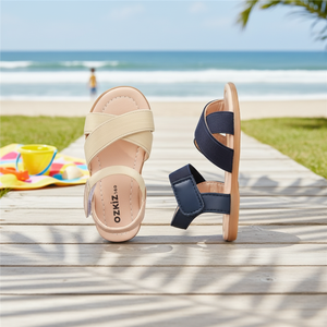 OZKIZ Korean Kids Premium Sandals F01 <b>Open</b> Toe Summer Fashion for 2-7 Years Girls Breathable Solid Pattern Wholesale - Product Image 3