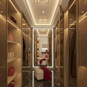 Armoire sur mesure VIQ avec plusieurs étagères, tringles de suspension et unités de tiroirs, installation requise (modulaire) - Product Image 1