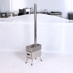 Portable Stainless Steel Wood <b>Stove</b> For Camping Outdoor Tent Heater With Chimney Foldable Design - Product Image 1