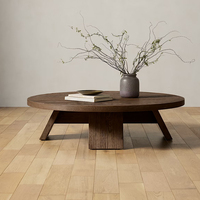 Table basse contemporaine de luxe rétro en bois massif marron, table centrale pour salon, villa, hôtel, table à thé ronde