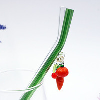 Paille à boire en verre trempé borosilicaté, réutilisable et écologique, avec pendentifs, nouvelle collection