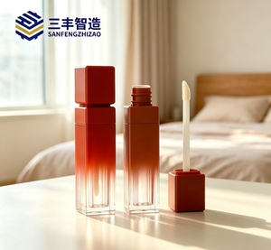 Reddish Brown Empty Square Gradient Transparent <b>Lip</b> Oil Tube for Cosmetic Packaging - Product Image 3